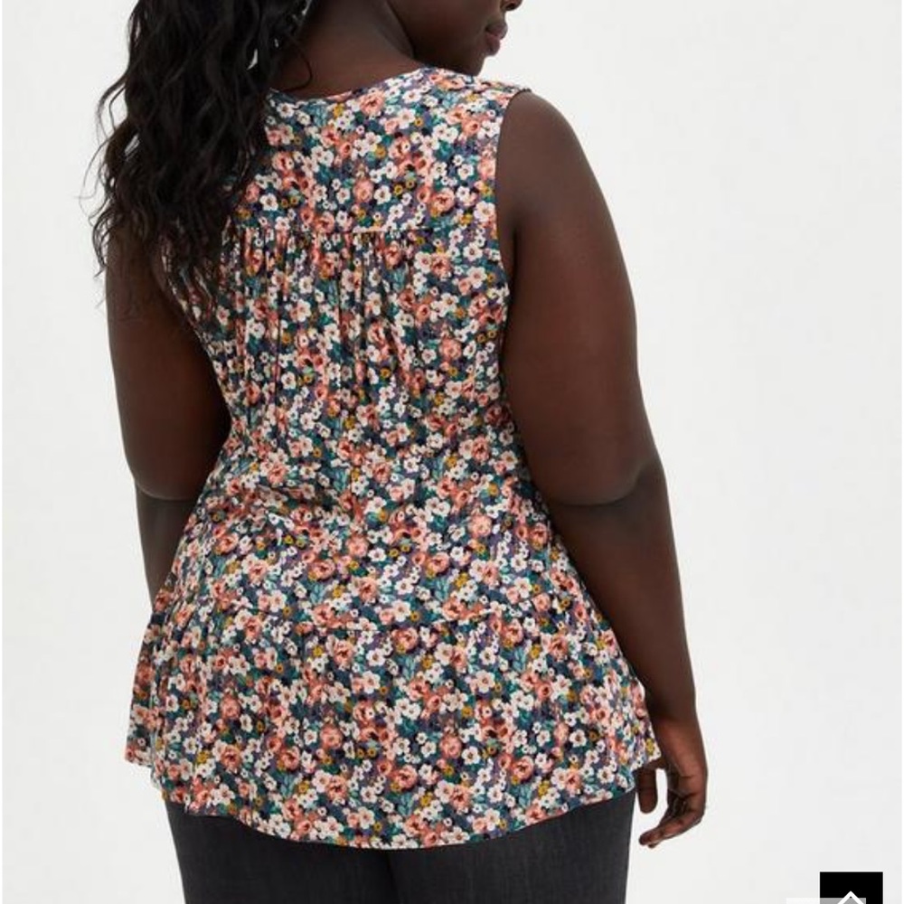 Torrid Rayon Slub Button-Front Tiered Tank - Picture 4 of 4